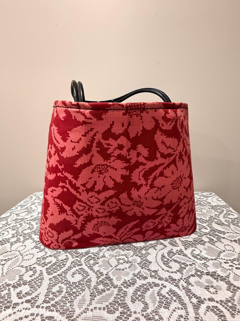 Vintage Handmade Floral Craft sewing Tote Bag Vinyl Interior Retro